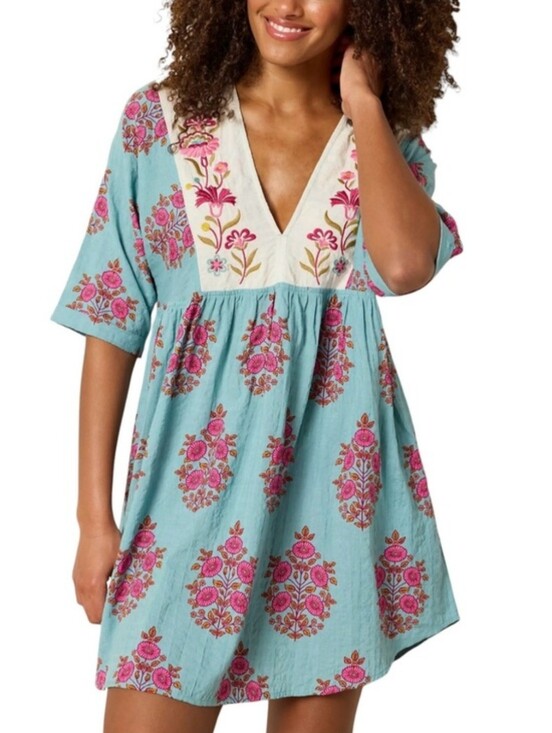 NATURAL LIFE Dresses & Skirts - Natural Life Embroidered Stella V-neck Dress- XL
